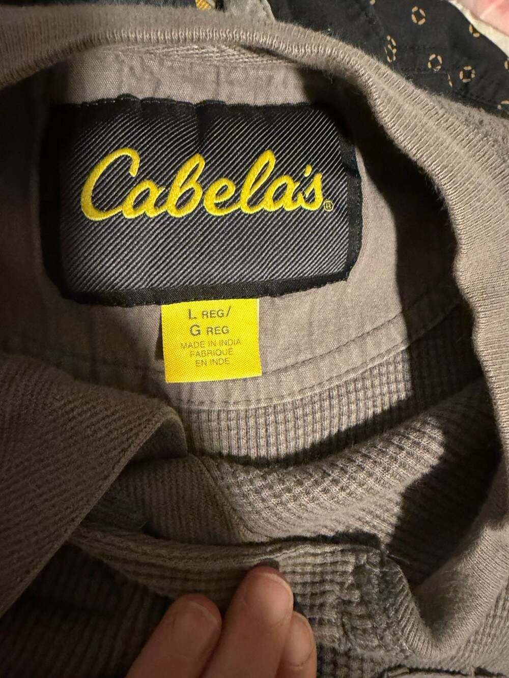 Cabela's Roughneck Gray Waffle Thermal Long Sleeve Shirt Men's Large